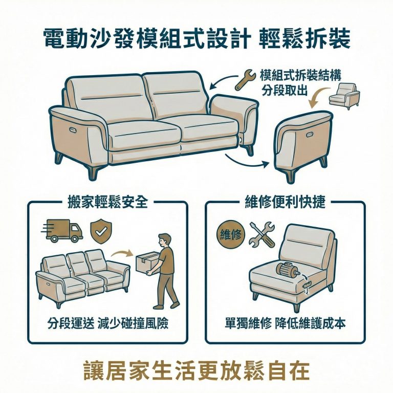 大漢家具的電動沙發採模組化設計,無論是維修還是搬家都很方便