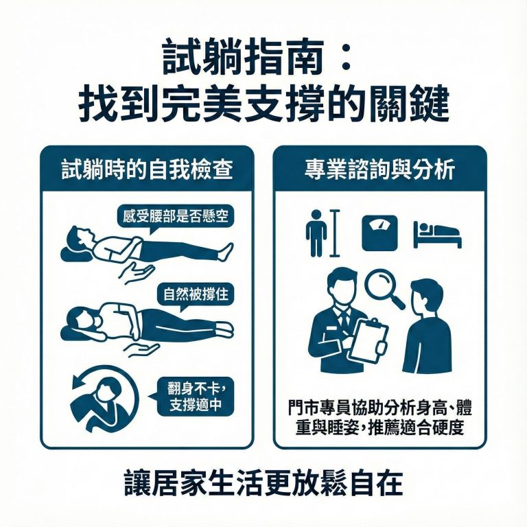 大漢家具門市現場皆有專員可以諮詢,幫助你依照試躺後的感覺及需求,選擇最適合的獨立筒床墊